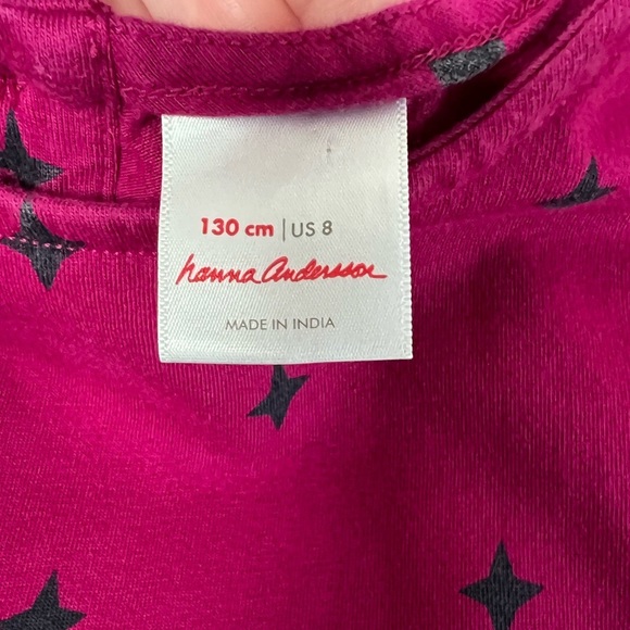 Hanna Andersson Dress Snowman Magenta Star Print Girls Size 8 - Picture 6 of 6